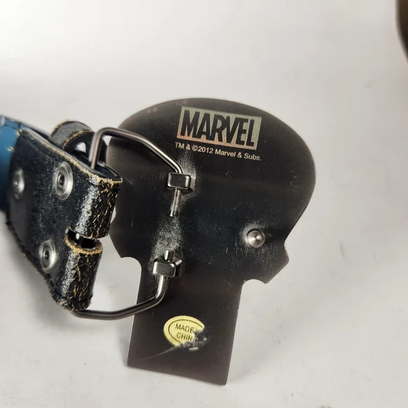 MARVEL Men's Belt Large Black Skull Vera Pelle Leather 36 - 38 Inch Grunge Goth - Picture 6 of 8